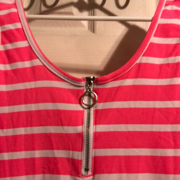 Neon pink zipper striped tank size m fits small - Picture 3 of 3